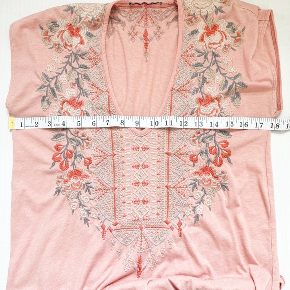Johnny Was Calida Coral Embroidered Cap Sleeve Top - Picture 5 of 8